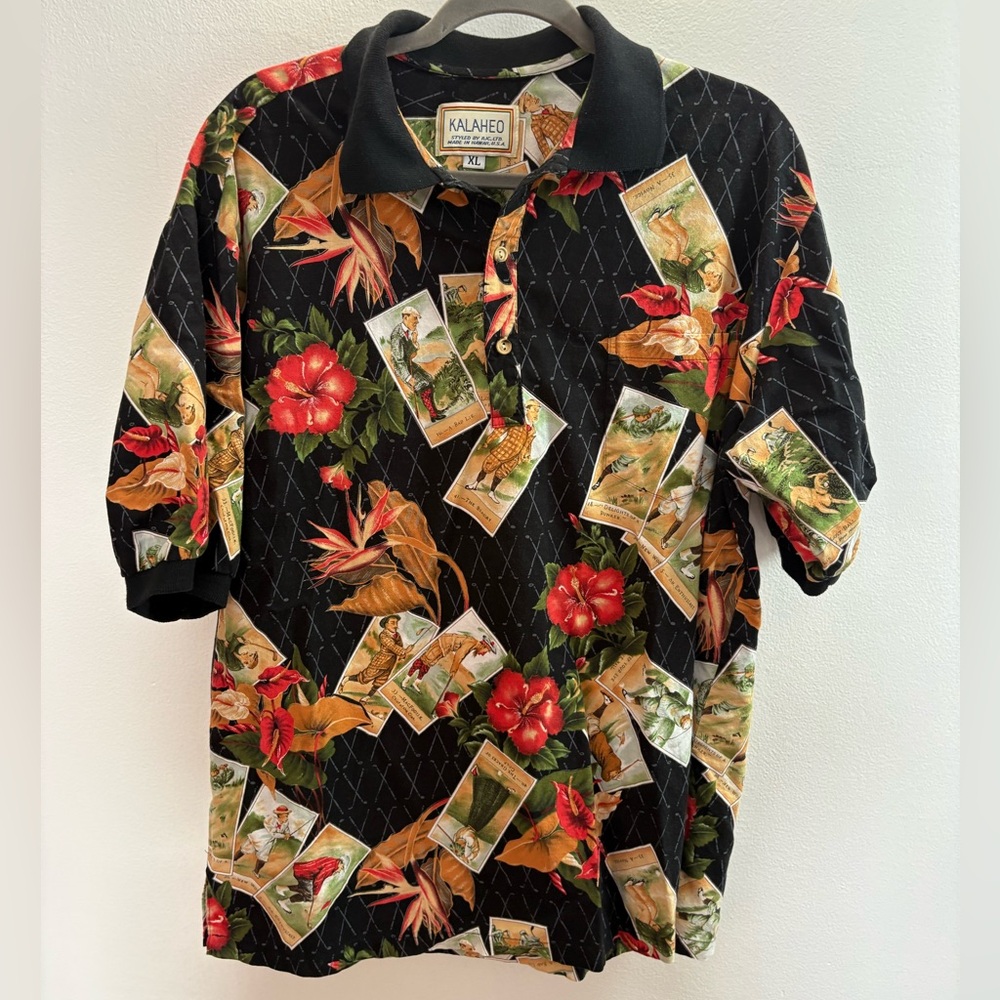 Kalaheo Hawaiian Floral Golf Polo Shirt XL